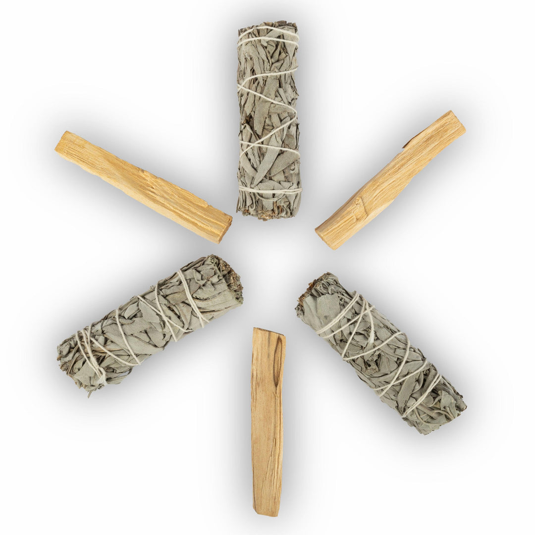 Cleansing Set: 3 White Sage Bundles &amp; 3 Palo Santo Woods