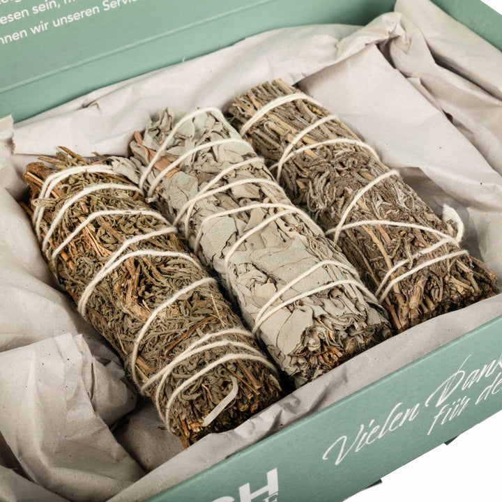 Incense bundle set: white sage, mugwort &amp; lavender, 3 pieces